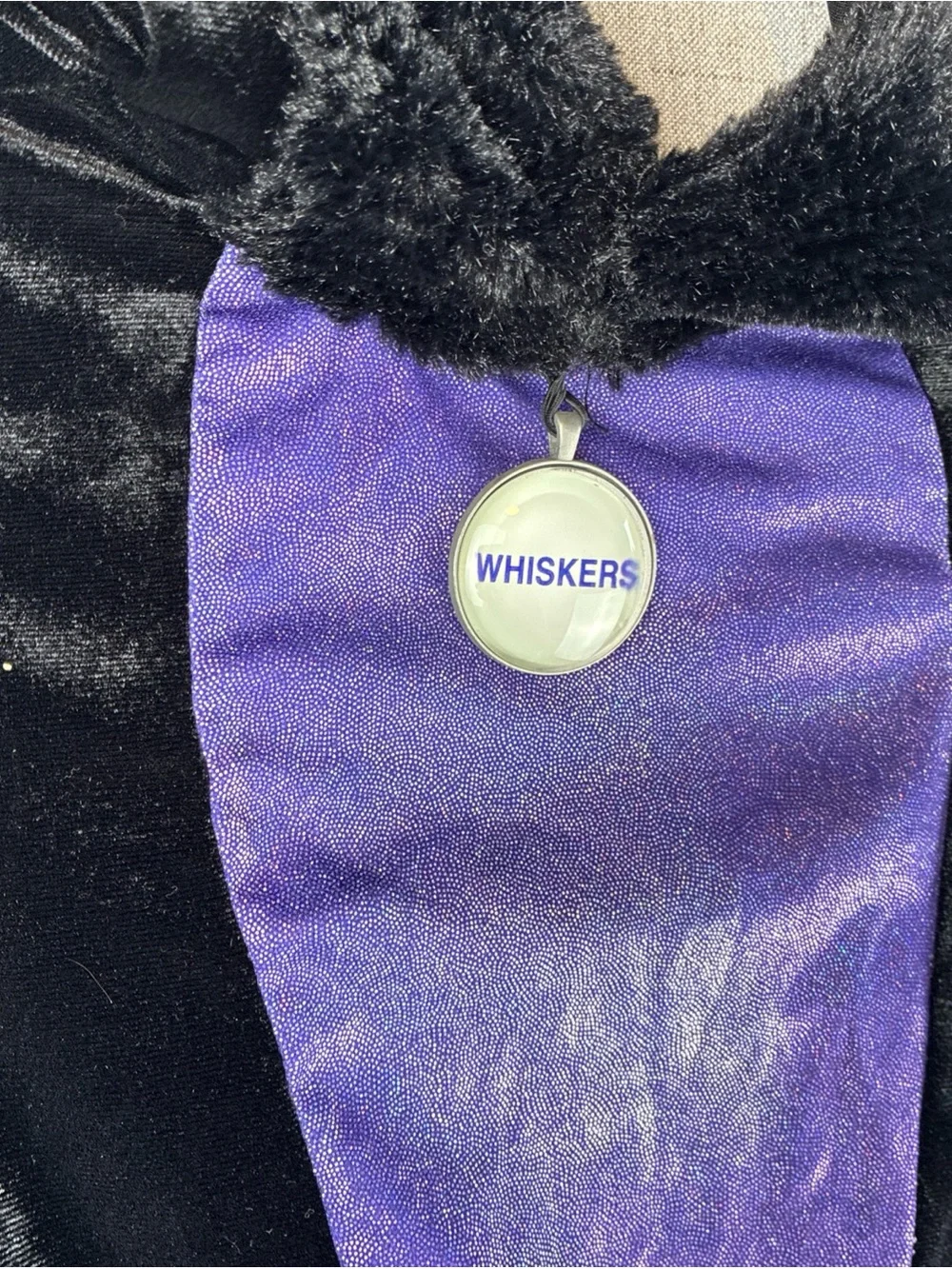 Black Cat Costume Bodysuit Whiskers Hoodie Purple Bows S 4-6 Tail Pretty Kitty